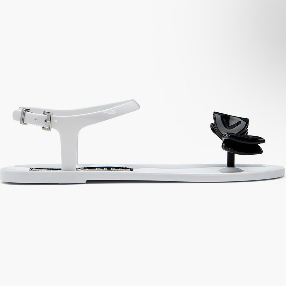 Katy Perry Geli Sandals in White with Black Bow – Size 7